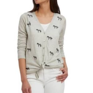 NIC & ZOE Zebra Print Linen Cardigan Sweater